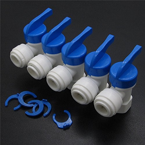 JIUWU Elbow 1/4-Inch Female x 3/8-Inch Tank Ball Valve Quick Connect Fitting Aquarium RO Water Filter Pack of 5 - Image 2